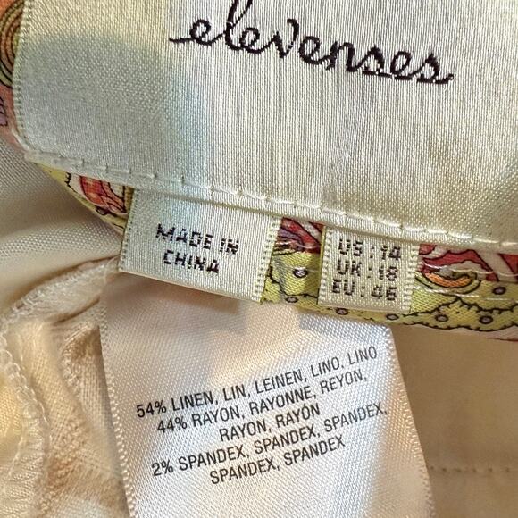 Anthropologie elevenses 14 linen embroidered pleated culottes P3 2925 - Picture 4 of 11